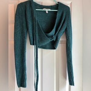 Urban Outfitters Teal Wrap Sweater Top
